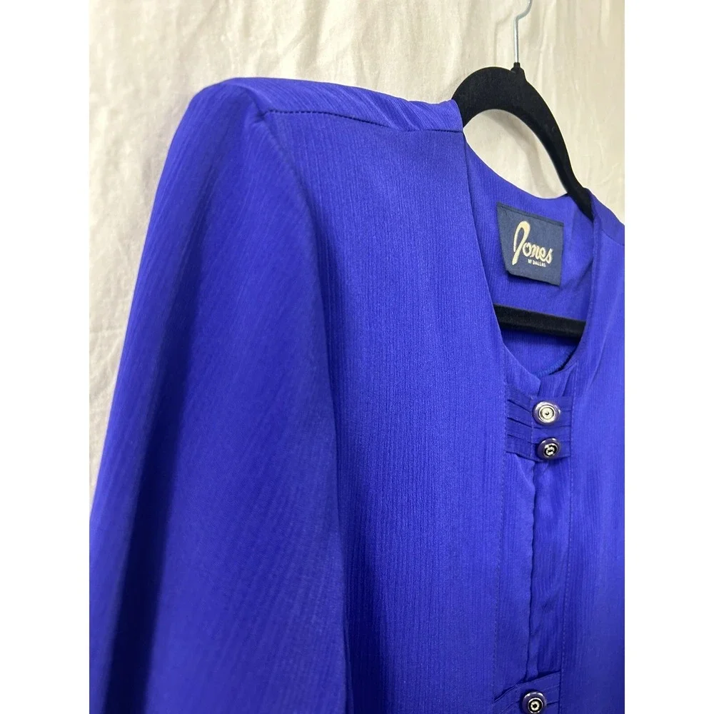 Jones of Dallas Womens Vintage Royal Blue 2 Piece Tunic‎ and Pants Set Size 14